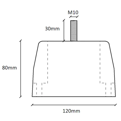 BP-1212-B<br> - Rubber mounting pads 12×12cm with mounting bolt - photo 3